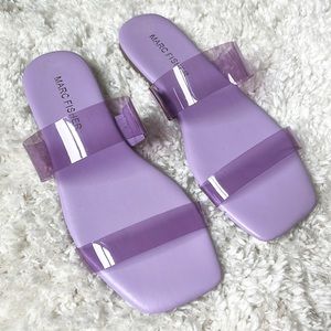 NWOB Marc Fisher Clear Double Strap Square Toe Sandal Lilac Purple Size US 6 M